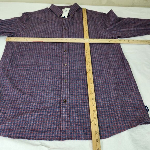 ROWM Mens Long Sleeve Button Up Check Blue Burgundy Shirt Tall Size XLT (10) - Picture 6 of 10